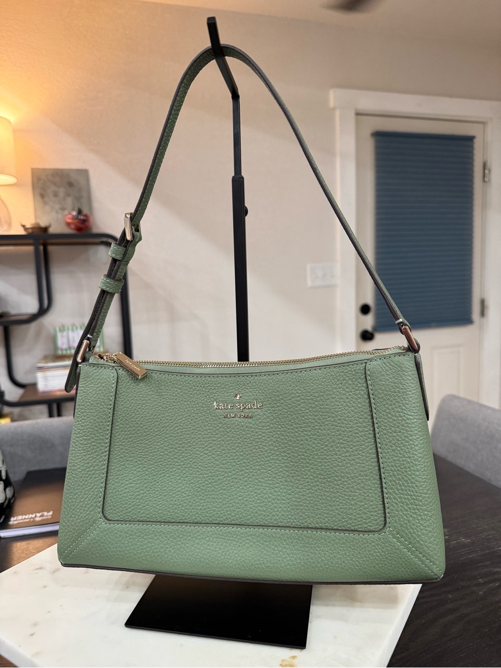 kate spade Pebbled Sage Green Leather Shoulder Bag
